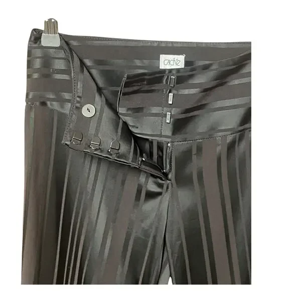 CACHE Pants Stripped Silky in Black Fabric From France Size Small Made in USA - Picture 5 of 9